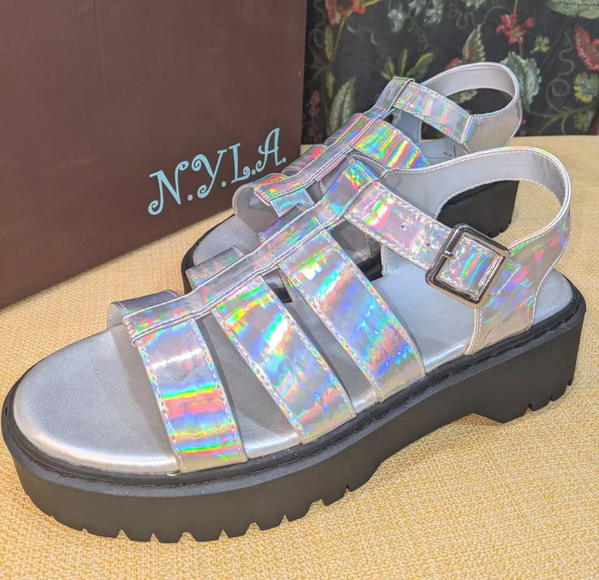 Holographic hotsell platform sandals