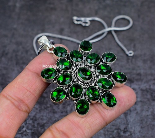 Boucles D'oreilles Argent Sterling Avec Diopside Et Péridot - Style Dormeuse, Pierres Naturelles