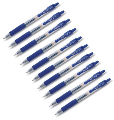10 x Pilot Gelschreiber Rollerball Pen BL-G2-7 Kugelschreiber fein 0,4 mm blau