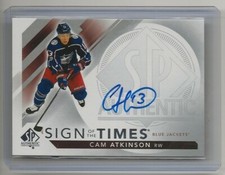 17-18 2017-18 SP Authentic Sign of the Times #SOTTCA Cam Atkinson Blue Jackets