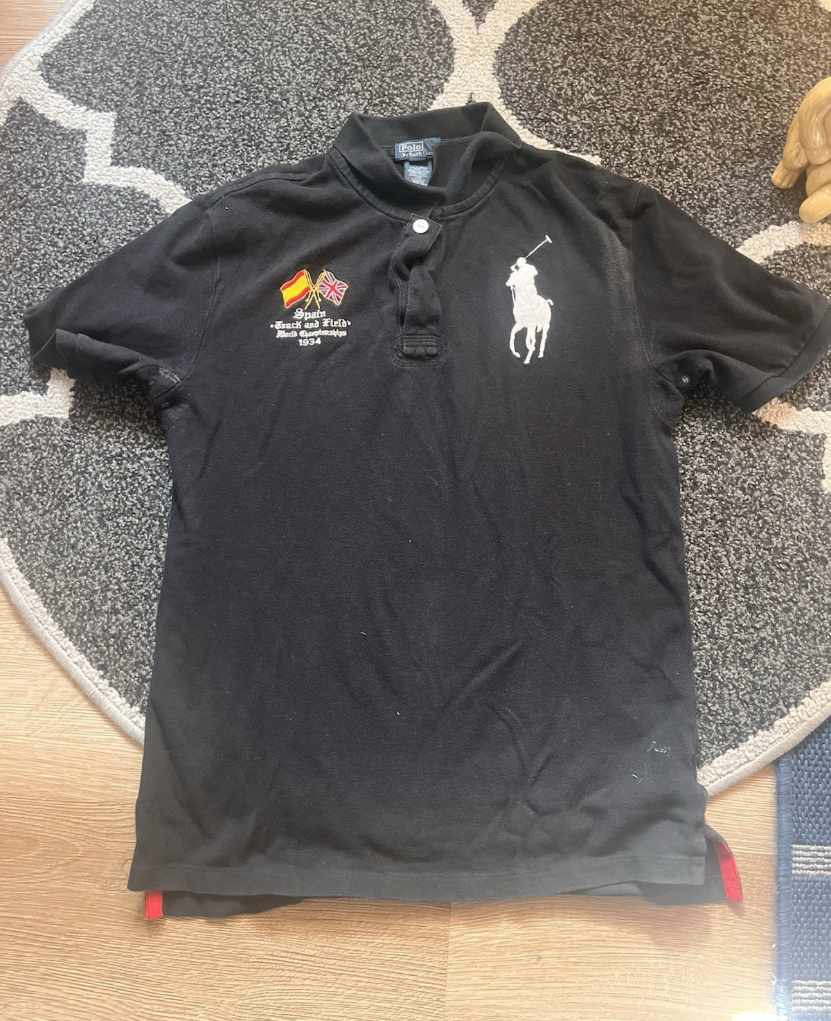 Polo Ralph Lauren Spain Black Short Sleeve Polo Shirt Embroidered