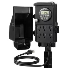 Outdoor Digital Power Strip Timer, Waterproof 6 Outlet Socket with 6 Ft. Cord fo