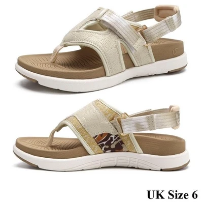 Coface Womens Sandals Arch Support Summer Casual Thong Flip Flop Beige UK 6 - Image 1 of 4
