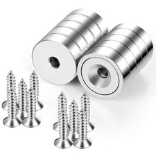 16Pack 40LBS Strong Magnets with Holes, Round Cup Magnets with Screws for Wall M