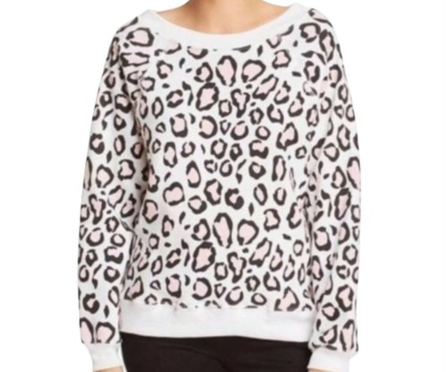 Wildfox Sommers Pink And Black Leopard Print Sweatshirt Size Small