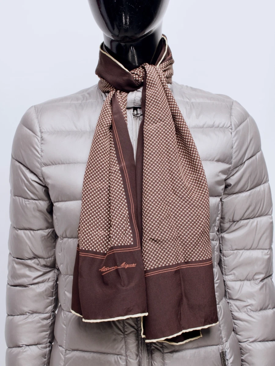 Foulard En Soie AIGNER (Etienne) Vintage - Dimensions 56x56 Cm - Vert Militaire Et Orange