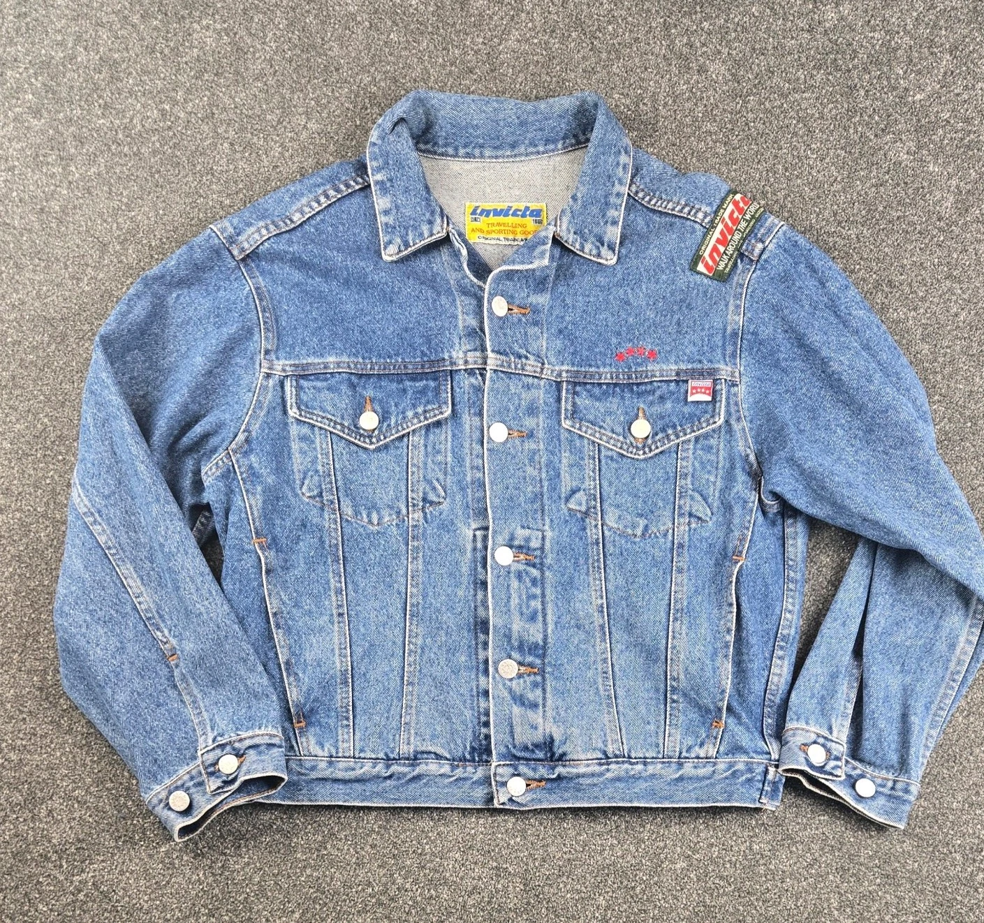 Invicta Denim Jacket Large blue wash vintage travelling sporting 80s 90s