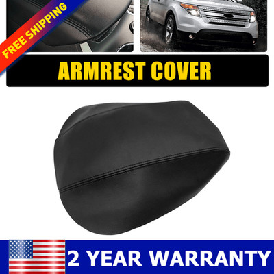 Fits 2011-2018 Ford Explorer Leather Console Lid Armrest Cover Black Stitch