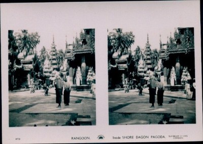 Stereo Foto Rangun Rangoon Myanmar, Shore Dagon Pagoda - 11135806