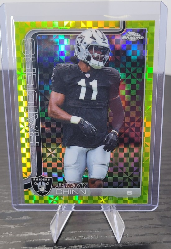 2025 Topps Chrome Jeremy Chinn Card Lime Green X-Fractor Las Vegas Raiders