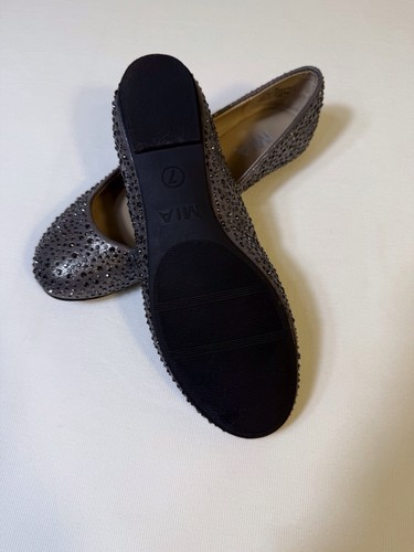 Mia Clarissa Ballet Flats Size 7 Pewter Rhinestone Sparkle silver gray flats - Picture 5 of 6