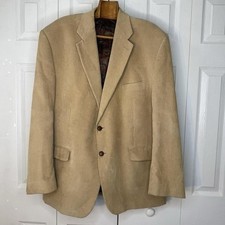 Vtg LRL Ralph Lauren Tan Corduroy 2 Button Blazer Jacket 48R Suede Elbow Patches
