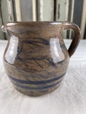 RARE Eric Miller Pottery Jug Pitcher w/ Dual Cobalt Lines/Brent Alabama