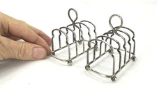 Antique 1913 Pair of Mini English HUKIN & HEATH Sterling Silver Toast Racks