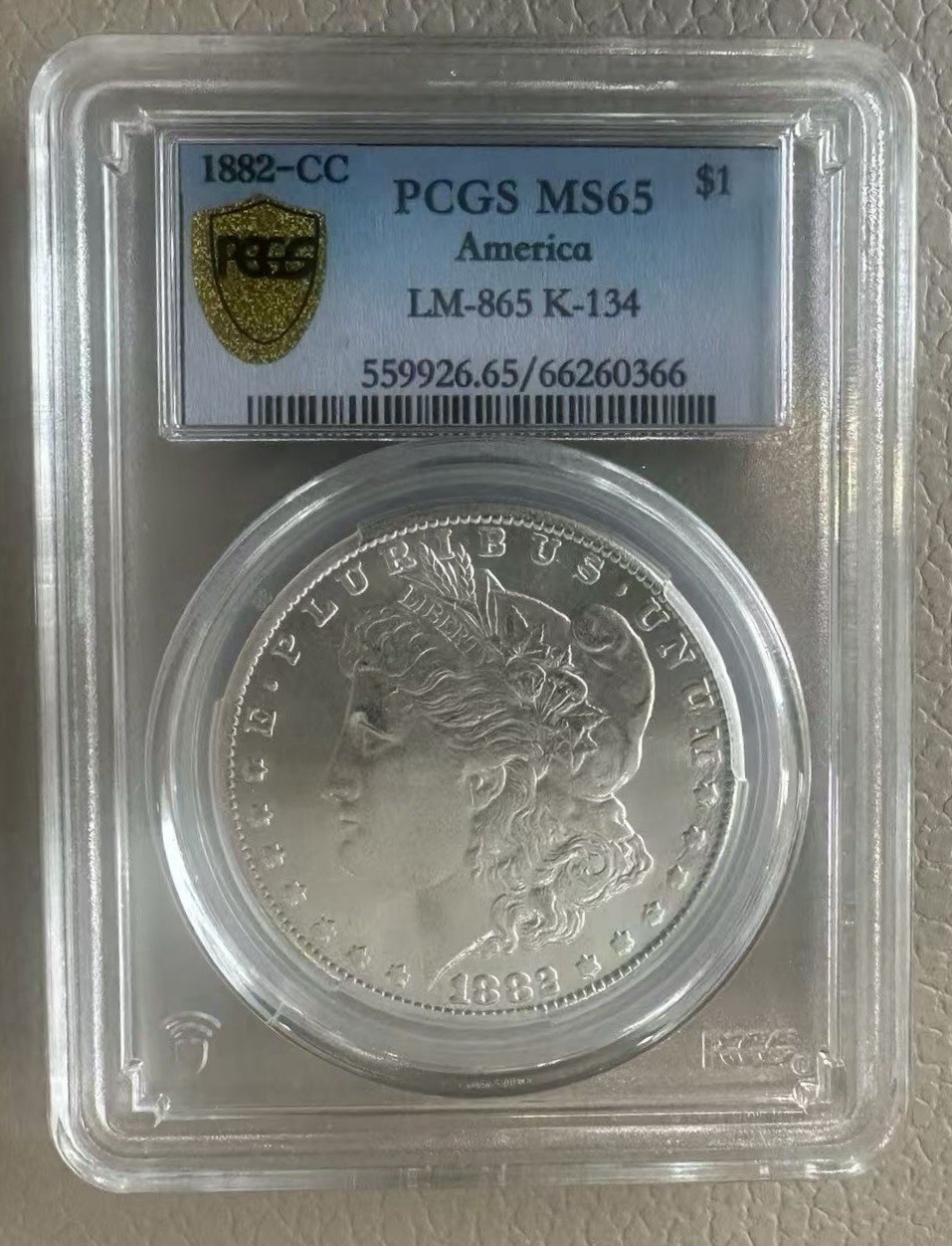 1882-CC $1 Morgan Silver Dollar PCGS MS65