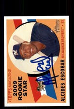 Signed Baseball Card Auto Alcides Escobar 2009 Topps Heritage #143 Brewers