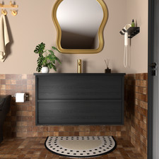 30 Inch Floating Bathroom Vanity Cabinet with Ceramic Sink Gray