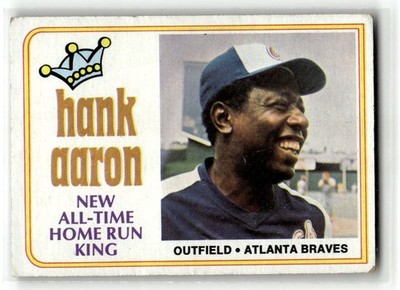 1974 Topps Baseball Card Hank Aaron Home Run King Atlanta Braves #1 EX-MT