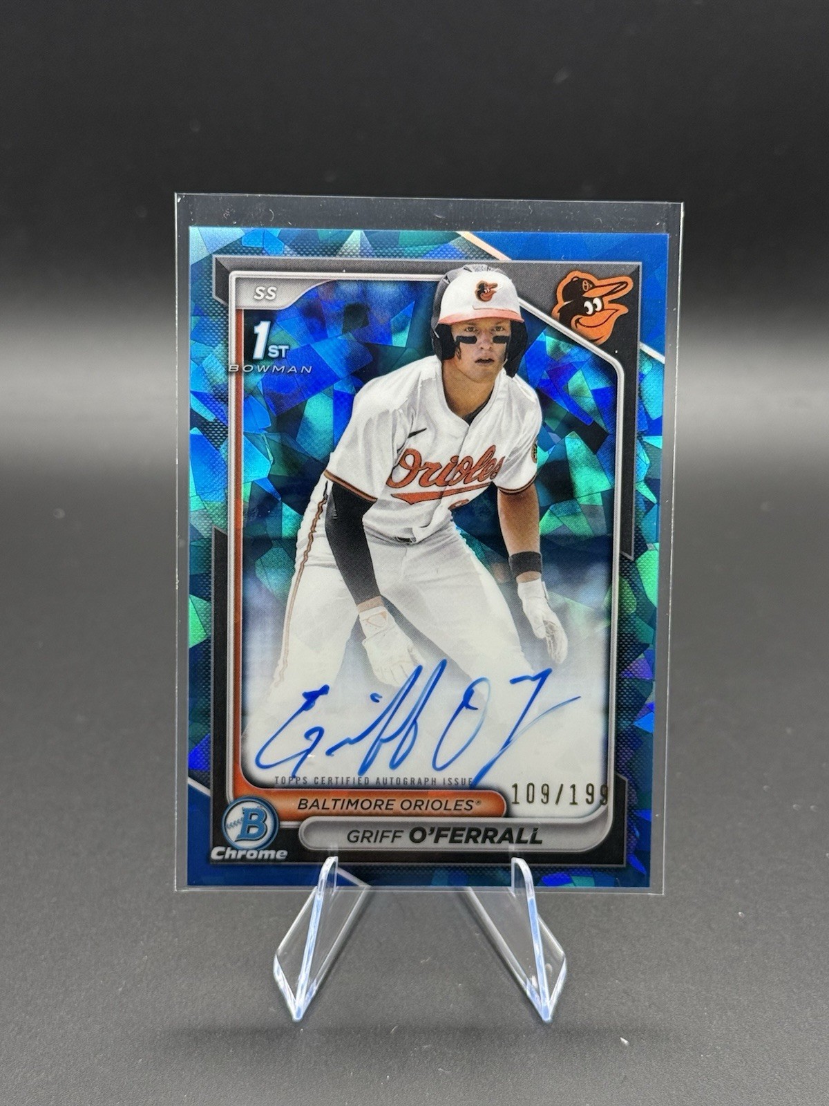 Griff O’Ferrall 2024 Bowman Draft Chrome Sapphire 1st Bowman Auto /199 Orioles