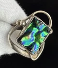 Vintage 925 Sterling Silver Multi Color Art Foil Ring Size 8.25 Ladies 5.38g