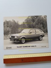 Talbot Sunbeam 1600 TI 1980 Photo Original Print Folder