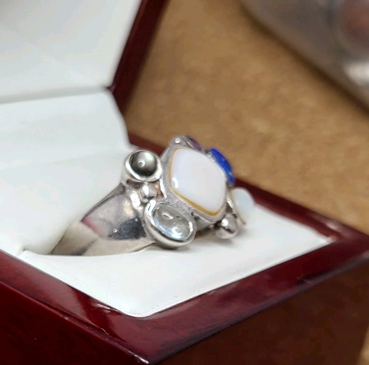 925 Sterling Silver Assorted Stones Ring Size 8.25 - image 4