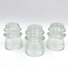 Vintage Lot Of 3 Hemingray 17 Glass Clear Insulator Made In USA 3.75” x 3.25”