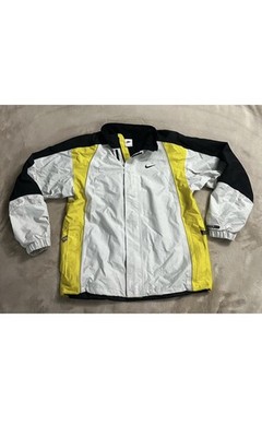 VINTAGE 90's Nike Windbreaker White Black Yellow Jacket Size M