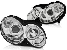 Scheinwerfer Set mit Tagfahrlicht Optik f&uuml;r Mercedes CLK W209 BJ 03-10 Klar/Chro