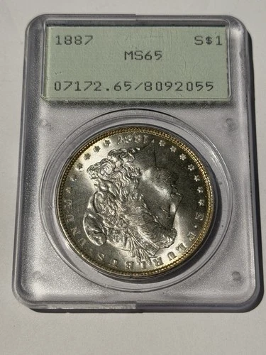 1887 Morgan Silver Dollar PCGS MS65 Gem BU Blast White Nice Luster