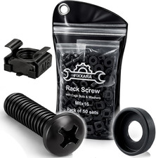 M6X16 Rack Screws with Cage Nuts Nylon Washers 50 Pack Server Cabinet AV Mount