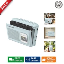 Blue Cassette Player with Stereo Sound, Microphone & Easy Controls - Portable