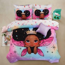 A Nice Night Black Girl Princess with Wings Twin 6-Piece , Pinkblue