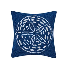 Peking Handicraft Sand Dollar Hook Pillow, 10", Square Home Décor