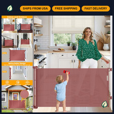 Retractable Baby Gate 33" Tall x 50" Wide - One-Hand Operation, Scratch-Resistan