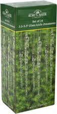 Ornament Set Icicle Clear Glass 24 Pieces 3.5-5.5 Inch