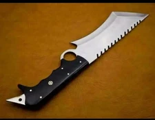 Custom Tactical Knife  Sawtooth Blade, Curved Tip, Glass Breaker, Ergonomic Grip