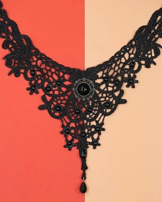 Gothic Lace Choker Necklace,Non Piercing Nipple Jewelry Body Chains for Men Wome - Image 3 of 4