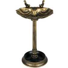 32 Inch Antique Bird Bath Bird Feeder Bowl With Planter Pedestal Bronze