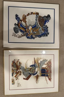 Pair Ilan Hasson Signed Limited Edition Serigraphs Framed 19/200 & 79/200