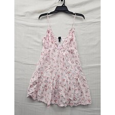 Wild Fable Womens Strawberry Mini Dress Pink Linen Blend Casual Size XS