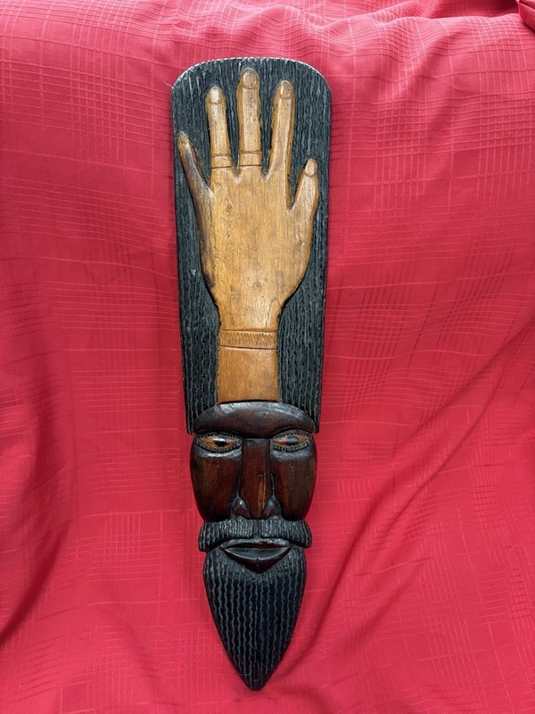 Large Primitive Tribal Vintage African Mask Hand Carved Wood Native Art