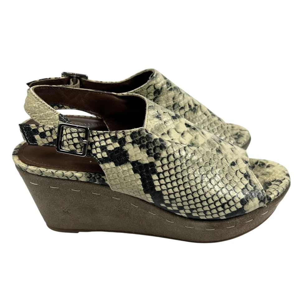 Sandalias de cuña Donald Pliner talla 6 piel de serpiente de pitón en relieve punta abierta honda Foto 4 de 4