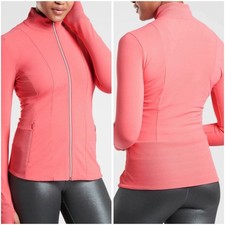 Athleta Women Size S Shanti Salutation Jacket Coral Petal Powervita Zip Pockets