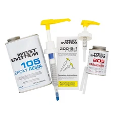 West System Epoxy Bundle 105 Resin 205 Fast Hardener With Mini Pumps 32 Fl Oz