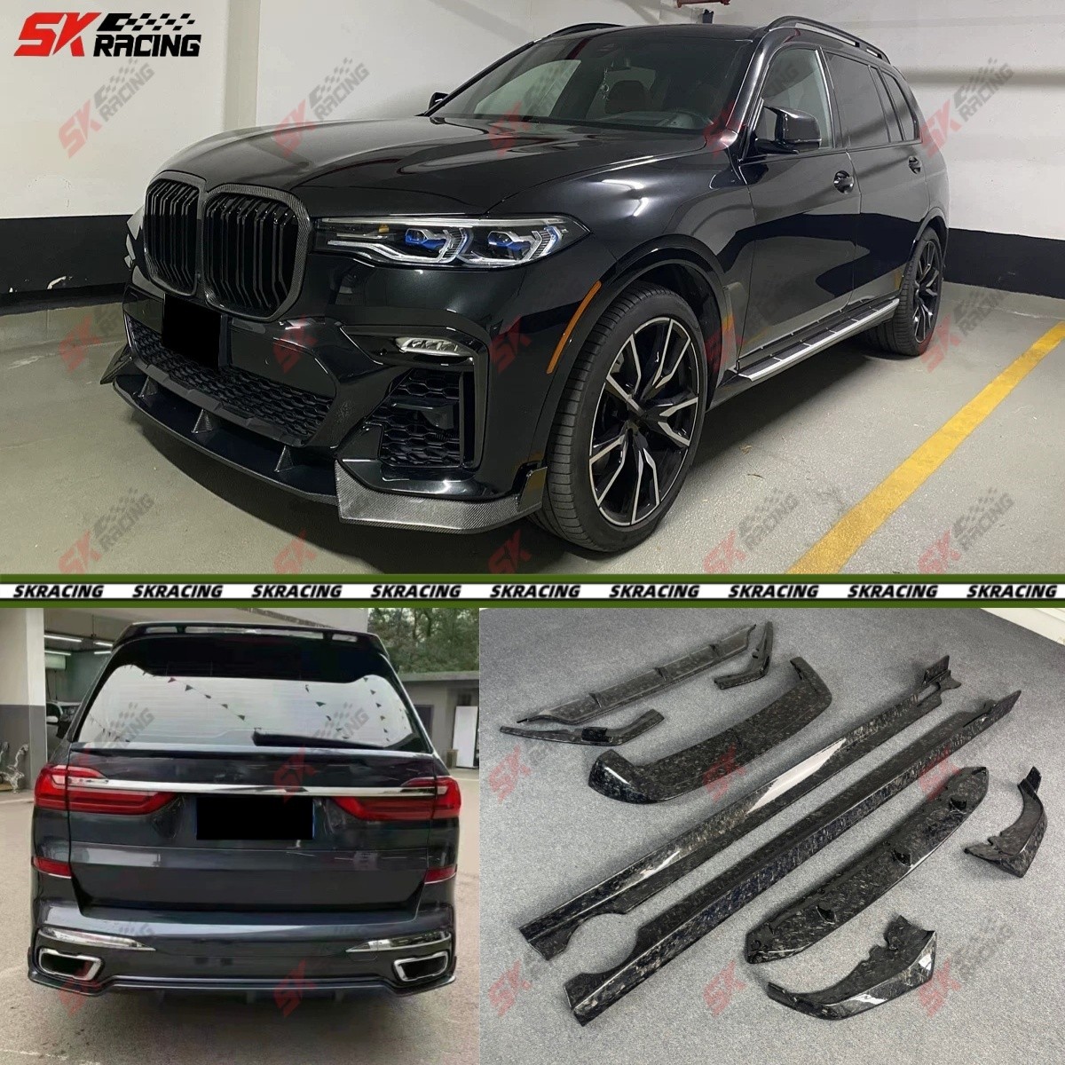 Forged/Carbon Fiber Body Kit Front Rear Bumper Lip For BMW X7 G07 M-Sport 19-22
