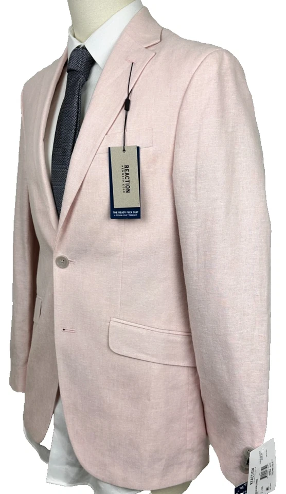 Kenneth Cole реакции костюм куртка мужчин размер 36R розовый Slim Fit льняной эластичной недостаток - Изображение 3 из 4