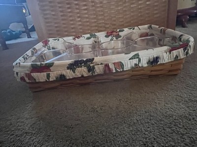 Longaberger Hostess Large Serving Tray Basket w/10 Way Divider & Fruit Liner