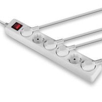 Lindy 6-Fach Schuko Steckdosenleiste Mit Schalter, 1,4M, 45° Winkel, Weiß