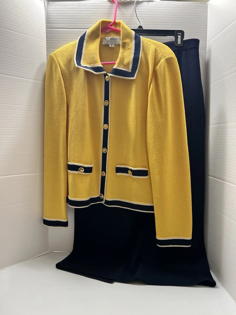 ST.JOHN EVENING　ニット　イエローテーラードジャケット S ST.JOHN EVENING ニット イエローテーラードジャケット S